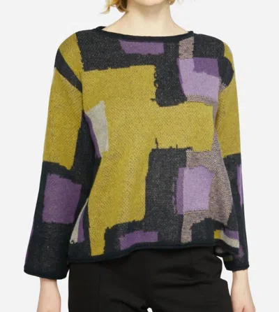 Olivia By Habitat Collage Swing Pullover Sweater In Moss And Black In Green