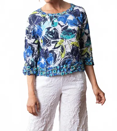 Olivia By Habitat Crimped Crepe Floral Pullover In Lime Multi