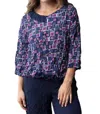 Olivia By Habitat Crimped Crepe Squared Pullover In Raspberry In Blue