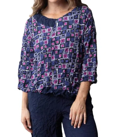 Olivia By Habitat Crimped Crepe Squared Pullover In Raspberry In Blue