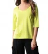Olivia By Habitat Essential Knit Chic V-neck Top In Lime In Green