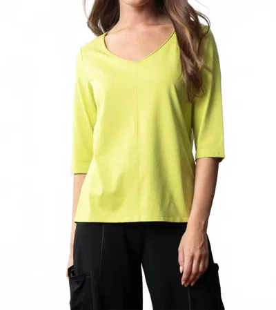 Olivia By Habitat Essential Knit Chic V-neck Top In Lime In Green