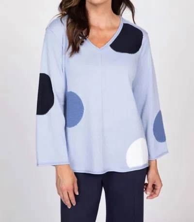 Olivia By Habitat Full Circle Dot V-neck Sweater In Sky Blue