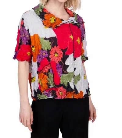 Olivia By Habitat Siesta Floral Crinkle Crepe Pullover Top In Multi