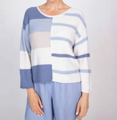 Olivia By Habitat Split Stripes Sweater In Pool In Blue