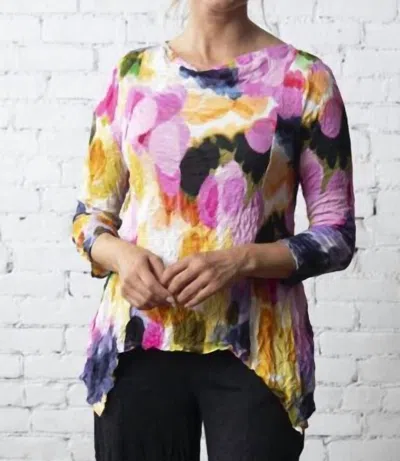 Olivia By Habitat Tissue Crinkle Drape Collar Tunic In Multi Floral