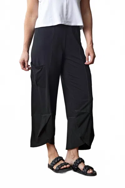 Olivia By Habitat Zanna Tulip Hem Pants In Black With White Stitching