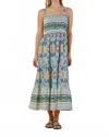 Olivia By Livro Boho Smocked Printed Milly Midi Dress In Solstice In Blue