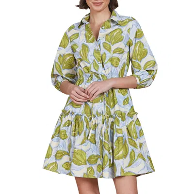 Olivia By Livro Brynn Tiered Mini Dress In Zest Leaves In Multi