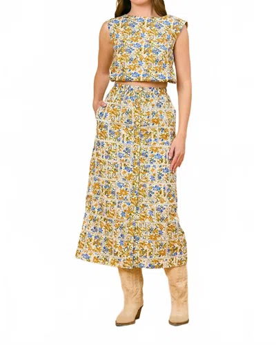 Olivia By Livro Fawn Midi Skirt In Meadowlands In Multi