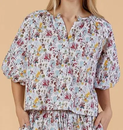 Olivia By Livro Freda Top In Aqueous Petals In Brown