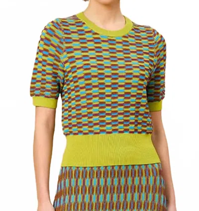 Olivia By Livro Hannah Short-sleeved Knit Sweater In Fall Deco In Gray