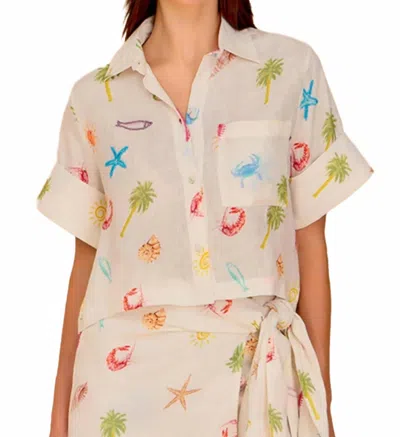 Olivia By Livro Kyle Short Sleeve Button Down Shirt In Oceano In Neutral