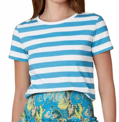 Olivia By Livro Short Sleeve Crew Neck Tee In Azul Stripe In Multi