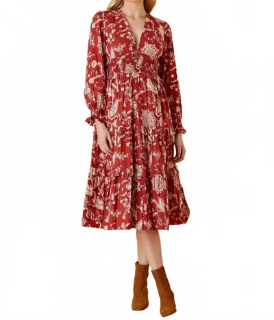 Olivia By Livro Sloan Midi Dress In Rust In Multi