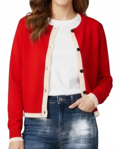 Olivia Dar Gwendy Button Down Cardigan In Red