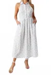 Olivia Dar Sammy Midi Dress In Blue/sage In White