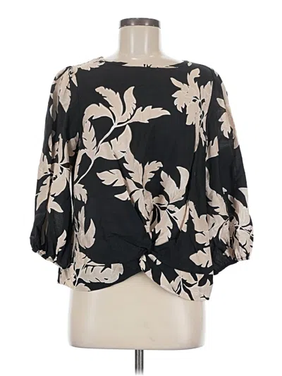 Pre-owned Olivia Grey 3/4 Sleeve Blouse In Black