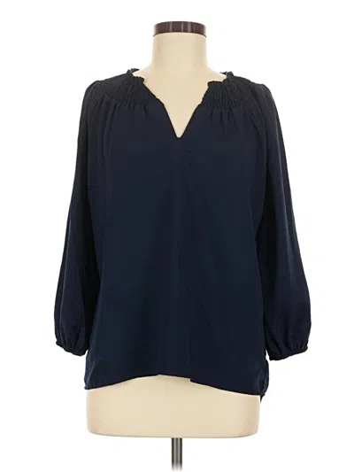 Pre-owned Olivia Grey 3/4 Sleeve Blouse In Blue