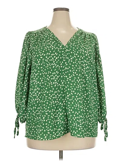 Pre-owned Olivia Grey 3/4 Sleeve Blouse In Green
