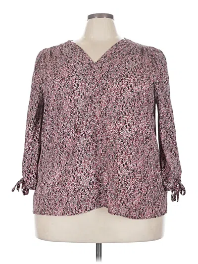 Pre-owned Olivia Grey 3/4 Sleeve Blouse In Pink