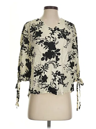 Pre-owned Olivia Grey 3/4 Sleeve Blouse In White