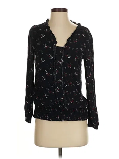 Pre-owned Olivia Grey Long Sleeve Blouse In Black