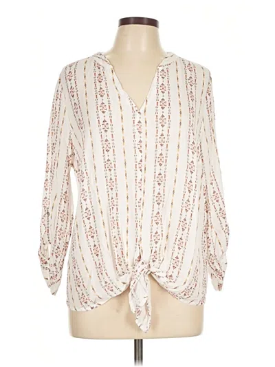 Pre-owned Olivia Grey Long Sleeve Blouse In Ivory