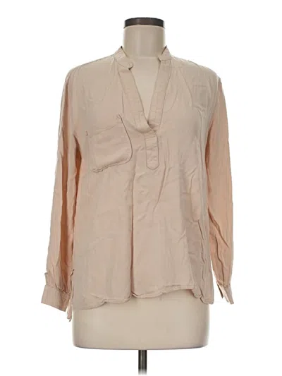 Pre-owned Olivia Grey Long Sleeve Blouse In Tan