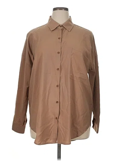 Pre-owned Olivia Grey Long Sleeve Button Down Shirt In Brown