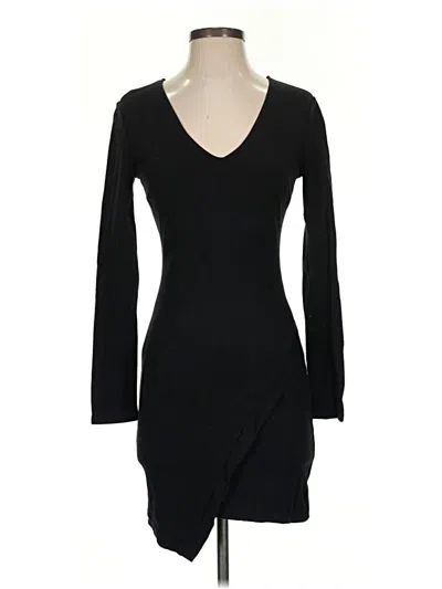 Pre-owned Olivia Grey Long Sleeve Top Black Plunge Neckline Tops