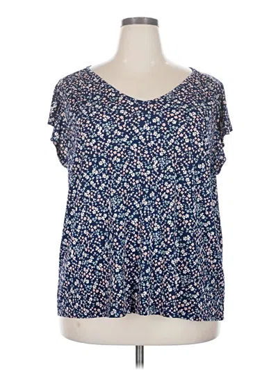 Pre-owned Olivia Grey Short Sleeve Blouse In Blue