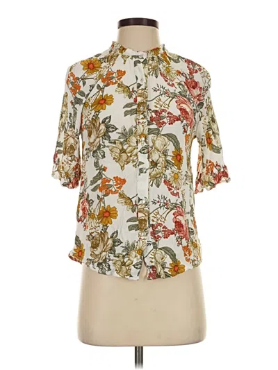 Pre-owned Olivia Grey Short Sleeve Blouse In Ivory