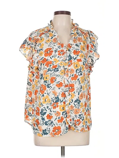 Pre-owned Olivia Grey Short Sleeve Blouse In Orange