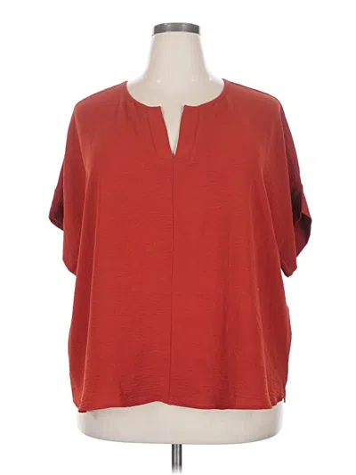 Pre-owned Olivia Grey Short Sleeve Blouse In Red