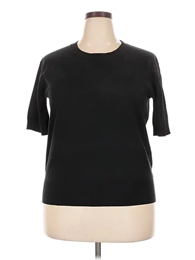 Pre-owned Olivia Grey Short Sleeve Top Black Crew Neck Tops