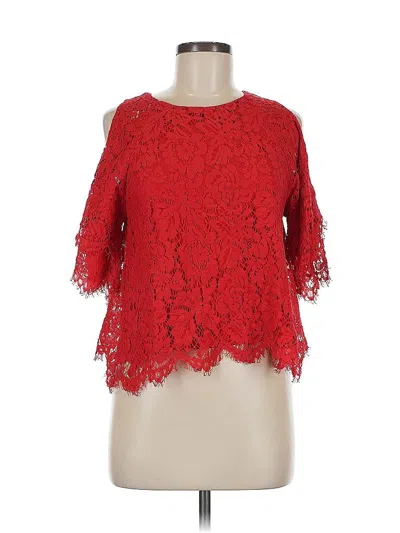 Pre-owned Olivia Grey Short Sleeve Top Red Cold Shoulder Neckline Tops