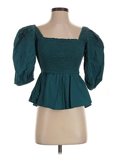 Pre-owned Olivia James The Label 3/4 Sleeve Blouse In Teal
