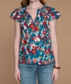 Olivia James The Label Astrid Blouse In Abstract Floral In Multi