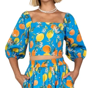Olivia James The Label Bunny Top In Citron In Blue