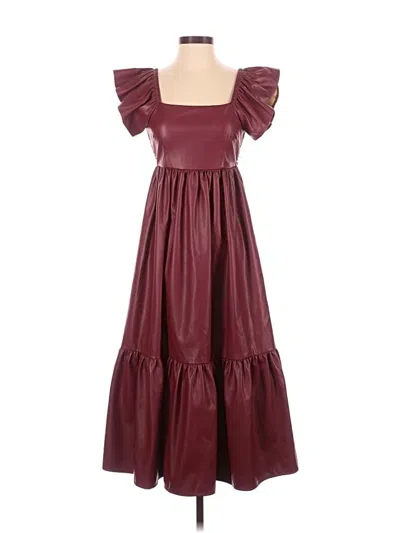 Pre-owned Olivia James The Label Casual Dress In Burgundy