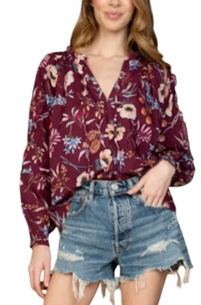 Olivia James The Label Davis Top In Anemone Raspberry In Multi