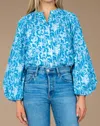 Olivia James The Label Emory Blouse In Jungle Toile In Blue