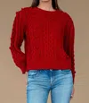 Olivia James The Label Poppy Bubble Knit Sweater In Berry In Red