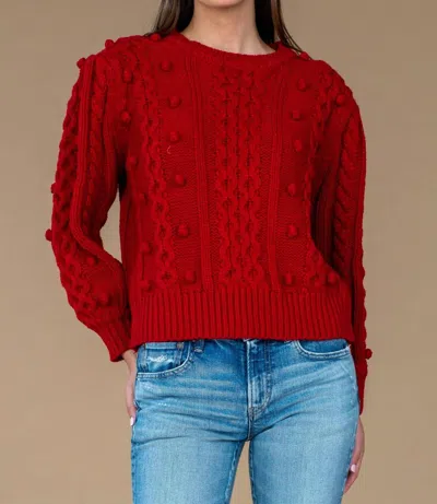 Olivia James The Label Poppy Bubble Knit Sweater In Berry In Red