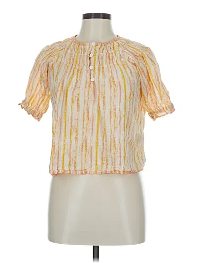 Pre-owned Olivia James The Label Short Sleeve Blouse In Orange