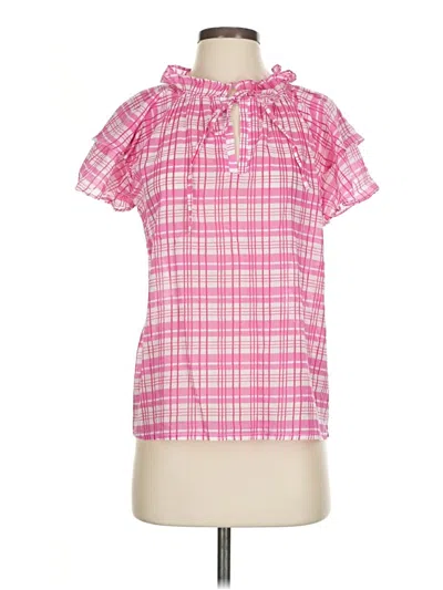 Pre-owned Olivia James The Label Short Sleeve Blouse In Pink