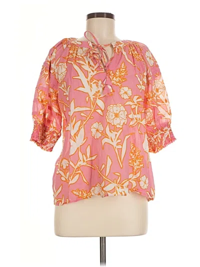 Pre-owned Olivia James The Label Short Sleeve Blouse In Pink