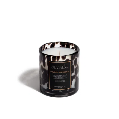 Olivia Le Black Pumpkin Persimmon Leopard Candle Small