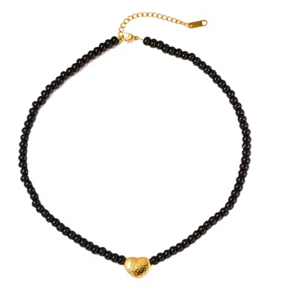 Olivia Le Women's Black Beaded Heart Necklace